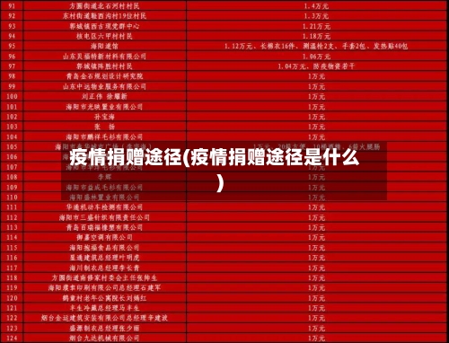 疫情捐赠途径(疫情捐赠途径是什么)