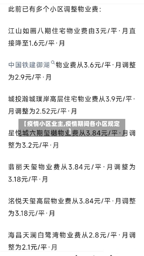 【疫情小区业主,疫情期间各小区规定】