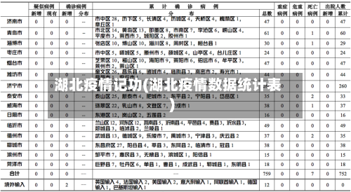 湖北疫情记功(湖北疫情数据统计表)