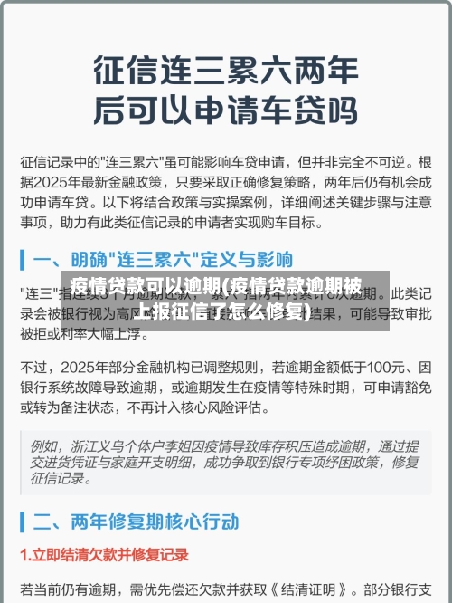 疫情贷款可以逾期(疫情贷款逾期被上报征信了怎么修复)