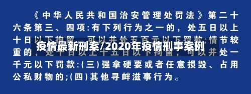 疫情最新刑案/2020年疫情刑事案例-第3张图片